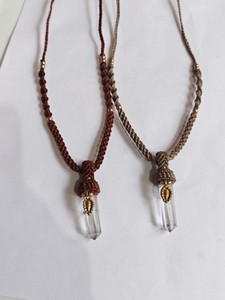 Handmade Macrame Crystal Point <b>Necklace</b> Boho Tribal Pendant Jewelry Natural Clear Quartz Woven <b>Cord</b> Hippie Artisan Gift <b>Necklace</b> - Product Image 1