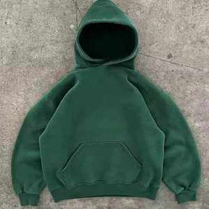 Sudadera con capucha de doble capa OEM Streetwear, estilo vintage, lavado ácido, dobladillo sin rematar, algodón, oversize, hip-hop, personalizada para hombre - Product Image 2