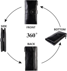 Portefeuille long léger pour homme avec fermeture à bouton-pression, logo personnalisé, OEM, haute qualité, prix de gros, cuir véritable, tendance - Product Image 3