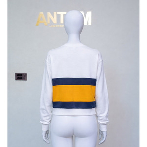 Sudadera corta de invierno con cuello alto y cremallera para mujer, con logotipo frontal bordado en 3D, 100% algodón, fabricada por Antom Enterprises - Product Image 4