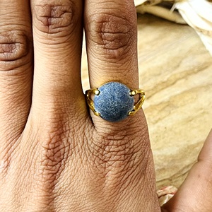 Market Favorite Minimalist <b>Lapis</b> <b>Ring</b> Boho Brass Band Women 18k Gold Plated Chic Solitaire Elegant Statement Wholesale/OEM/ODM - Product Image 2