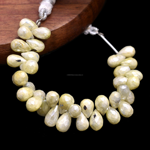 ลูกปัดซิลลิมาไนต์สีเหลืองธรรมชาติคุณภาพสูงระดับพรีเมียม รูปทรงหยดน้ำเหลี่ยมเพชรพลอย ขนาด 7x5 มม. ถึง 8x6 มม. ความยาว 4 นิ้ว รับรองโดยบุคคลที่สาม สำหรับทำเครื่องประดับ - Product Image 2