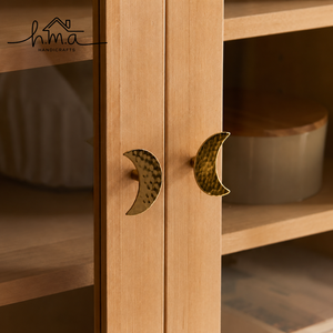 Handcrafted Brass Crescent Moon Cabinet <b>Knob</b> Hammered Finish Celestial Drawer Pull Wardrobe Door Handle Furniture Accent - Product Image 1
