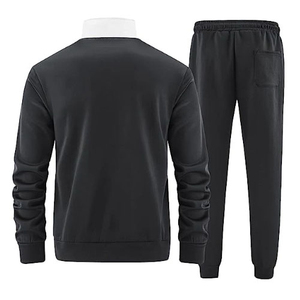 Conjunto Deportivo para Hombre, Color Sólido, Manga Larga, Cierre de Cremallera, Cuello Alto, Estilo Deportivo, para Otoño, con Bolsillos Laterales, Secado Rápido, Ligero - Product Image 6