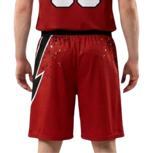 Ensemble short et maillot de basket imprimé éclairs pour homme, sans manches, col en V, bordure contrastante, uniforme de club personnalisé, nom de l'équipe, numéro du joueur - Product Image 6
