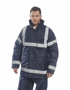 Chaqueta de Seguridad Reflectante Negra Impermeable de Poliéster para Exteriores, ANSI Clase 1, en Oferta |   Chaqueta de Trabajo de Alta Visibilidad Resistente al Viento - Product Image 3