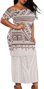 Robes de soirée, vêtements tribaux polynésiens pour couples, robes pour femmes à épaules dénudées, chemises assorties pour hommes pour les fêtes et les mariages - Product Image 2