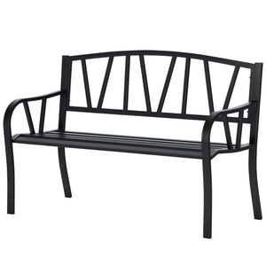 Banc de jardin noir pour l'extérieur, avec accoudoirs, pour la terrasse, le porche ou la cour - Product Image 5
