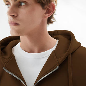 High Demand Men's Street Wear Oversized Hoodies Zipper Up Brown Color Plus Size Casual Dressing Drop Shoulder Hoodies - Product Image 6