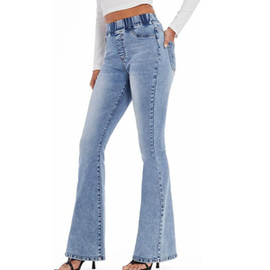 Pantalon en jean léger et respirant de qualité supérieure pour femme, avec logo personnalisé, extensible, uni, grande taille, décontracté, vente en gros - Product Image 2