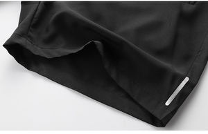 Shorts de sport pour homme, couleur unie, séchage rapide, avec cordon de serrage, taille mi-haute, poches, en polyester tissé, longueur courte - Product Image 5