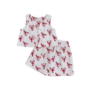 Conjunto de Ropa de Verano para Bebés Niñas en Oferta: Top sin Mangas con Cuello de Encaje y Pantalones Cortos - Product Image 2