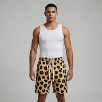 Celana Pendek Jaring Unisex Pro Performance Pastel Cheetah Print Sublimasi untuk Santai dengan Motif Hewan yang Menonjol & Tali Serut yang Dapat Disesuaikan