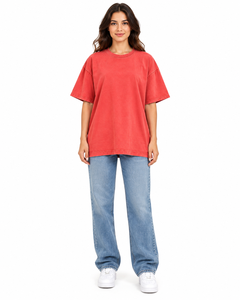 T-shirt Unisexe Rouge Corail Surdimensionné Personnalisé en Coton Lourd, Épaules Tombantes, Style Streetwear, Vêtements à Marque Privée, Vente en Gros - Product Image 4