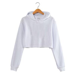 Services OEM en gros – Nouveaux sweats à capuche courts pour femmes, 100 % coton tricoté, manches longues, couleur unie, respirants, séchage rapide, haute qualité - Product Image 5