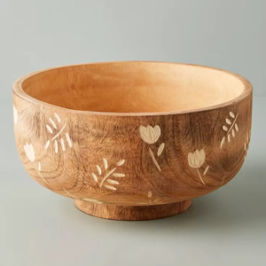 Bol de service élégant en bois pour fruits, noix, salades, collations, apéritifs et décoration de centre de table - Product Image 1