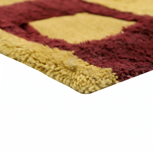 Custom Burgundy <b>Mustard</b> High Low Vertical Ikat-Inspired Stepped Diamonds Wool Non-Slip Eco-Friendly Medium Pile Area <b>Rug</b> for - Product Image 6