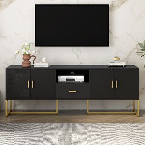 U-Can moderno supporto TV per TV fino a 70 pollici 1 cassetto con dispositivo Anti-punta 2 armadi metallo gambe eleganti mobili da soggiorno - Product Image 2