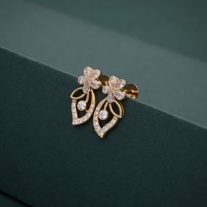 22K Solid Yellow Gold IGI Certified Lab Grown Diamond <b>Cuff</b> <b>Earrings</b> Women Bridal Indian Fine Jewelry - Product Image 2