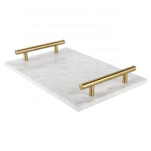 Plateau décoratif de Shabbat personnalisé, plateau à Hallah en marbre blanc et doré, planche à fromage, couteau, plateau de service, nouvelle collection - Product Image 6