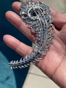 Broche de luxe en plumes de paon, argent 925, diamant Moissanite, bijoux colorés pour femmes, accessoire élégant pour les soirées - Product Image 5