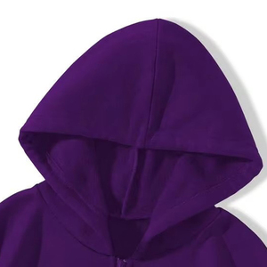 Sudadera con Capucha Morada para Hombre, Corte Regular, Color Sólido, Informal, Tejido French Terry, para Otoño, con Pedrería Premium - Product Image 5