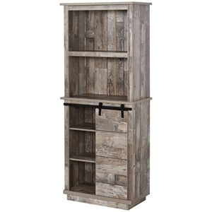 Buffet de cuisine rustique autoportant avec porte coulissante style grange et étagères réglables (64,5 po) - Product Image 1