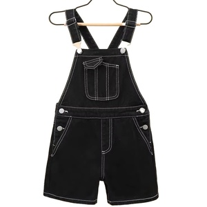 Peto corto vaquero de alta calidad para mujer, lavado ligero, desgastado, estilo Vintage sin esfuerzo, babero, botón general impreso a la moda - Product Image 1