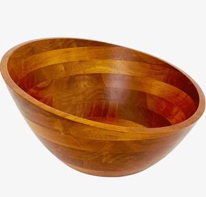 Handmade Wooden Salad Bowl With <b>Serving</b> Utensils Natural Wood Nordic Design For Party Use Eco Friendly Tableware - Product Image 2