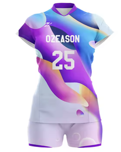 Ensemble maillot et short de volley-ball personnalisé pour hommes adultes, impression par transfert thermique du nom du joueur sur le devant, séchage rapide, 100 % polyester - Product Image 4