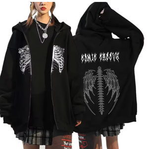 Y2k Clothes Oversized Autumn Winter Fleece Zipper Hoodies Gothic <b>Zip</b> <b>Up</b> Sweatshirt Men <b>Women</b> Loose <b>Jackets</b> Hip Hop Streetwear - Product Image 4