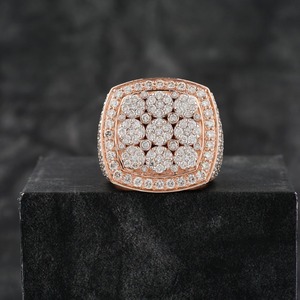 Anillo de Compromiso de Moissanita VVS en Oferta, Chapado en Oro Rosa de Ley 925, Regalo de Boda para Hombres y Mujeres, Estilo HipHop, Diamante Fino - Product Image 1