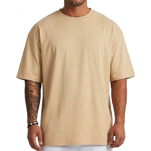 Camiseta de Algodón Larga Oversize para Hombre, Moda Primavera-Verano, Cuello Redondo, Manga Acampanada, Fitness, Deporte, Ocio, Antiencogimiento, 180g - Product Image 1