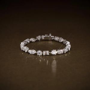 Moissanite Tennis Bracelet Sterling Silver Multi Shape Sparkling Statement Bridal Anniversary <b>Gift</b> - Product Image 3
