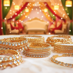 Sparkling Crystal Bracelets & <b>Bangles</b> <b>Set</b> 10575632GR_2.6 for Wedding & Festive Wear - Product Image 3