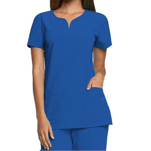 Tunique d'hôpital pour femmes, haut de gamme, col en V, bleu roi, deux poches, extensible, uniforme médical d'allaitement, vêtements de travail en gros, tunique de salon - Product Image 1
