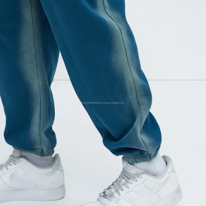 Customized Wide <b>Leg</b> Sunfaded Cotton Fleece Vintage Trackpants Mens Streetwear Baggy Joggers Wholesale. - Product Image 5