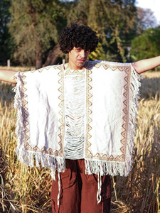 Poncho Boho de Algodón Tejido a Mano para Hombre, con Bordado Tribal Geométrico, Capa Kaftan, Ropa para Festivales, Estilo Gitano - Product Image 2