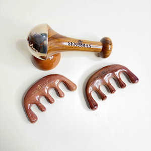 Masseur manuel pour le visage et le corps Senoras, à une seule poignée, pour raffermir la peau, modèle 003, manche en bois, KANSA BRONZE, logo personnalisé - Product Image 3