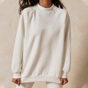 Custom Logo Women's Soft Cotton Terry Crew Neck Streetwear Embroidered <b>Jumper</b> Oversized <b>Pullover</b> Long Eco-Friendly Sweatshirt - Product Image 4