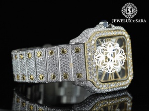 Reloj de Diamantes con Incrustaciones de Oro Rosa Elegante y de Alta Demanda con Movimiento de Cuarzo para Bodas Disponible para la Venta - Product Image 3