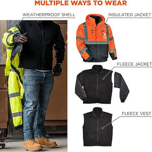 Unisex Reflective Hi Visibility Safety Jackets Yellow Polyester <b>Waterproof</b> Breathable Soft for Customizable Logo <b>Work</b> Pockets - Product Image 6