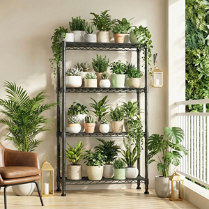 MZG Modern Minimalist Storage <b>Shelves</b> Rack Movable Black Powder Coated DIY <b>Wire</b> Shelving for Living Room - Product Image 6