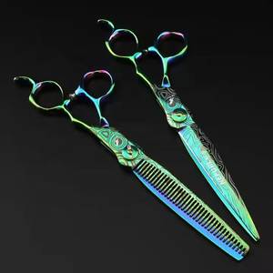 Tijeras de Entresacar Rainbow de 28 Dientes, Acero Inoxidable Afilado, Ligeras, Reutilizables, Mango Largo, para Uso con Mano Derecha en Salones de Belleza - Product Image 1