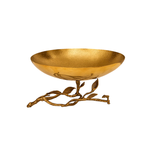 Cuenco Decorativo Vintage de Metal Dorado Martillado con Asas de Mariposa y Ramas, Centro de Mesa Hecho a Mano, Cuencos para Servir Aperitivos - Product Image 4