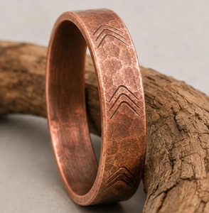 Anillo de Cobre para Terapia Bioenergética, Diseño Vintage con Flecha Grabada, Anillo de Dedo Resistente, Accesorios de Salud Ayurvédicos - Product Image 4
