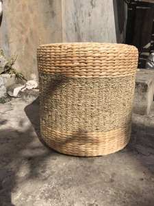 Tabouret en jacinthe d'eau tressé à la main pour table basse, siège d'appoint, origine Vietnam - Product Image 4