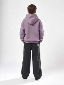 Ensemble de survêtement pour garçons, sweat-shirt à capuche violet en coton à manches longues, pantalon de jogging à rayures noires, décontracté, automne - Product Image 3
