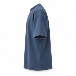 เสื้อยืดโอเวอร์ไซส์สีน้ำเงินอินค์บลูสำหรับผู้ชาย ผ้าคอตตอนหนา 280 GSM ทรงบ็อกซ์สไตล์เกาหลี เสื้อยืดลำลองพรีเมียมแนวสตรีทแวร์ - Product Image 6