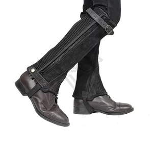Leather Equestrian Horse Riding <b>Half</b> <b>Chaps</b> Leg Cover Protector High Waist Zipper Closure Cheap Price OEM Custom Wholesale - Product Image 1
